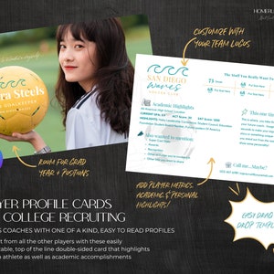 Athlète joueur profil sport CV collège recrutement carte postale recto-verso 5 x 7 pouces personnalisable imprimable modifiable modèle football golf