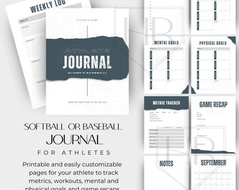 Softball Baseball Athlete Training Journal: Customizable Printable (Digital Template)