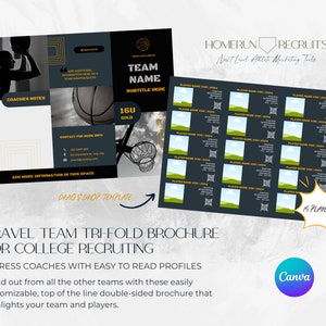 Sports Resume Team Player Profile College Recruiting Sheet Tri-fold Customizable Canva Printable Editable Template basketball 15 man