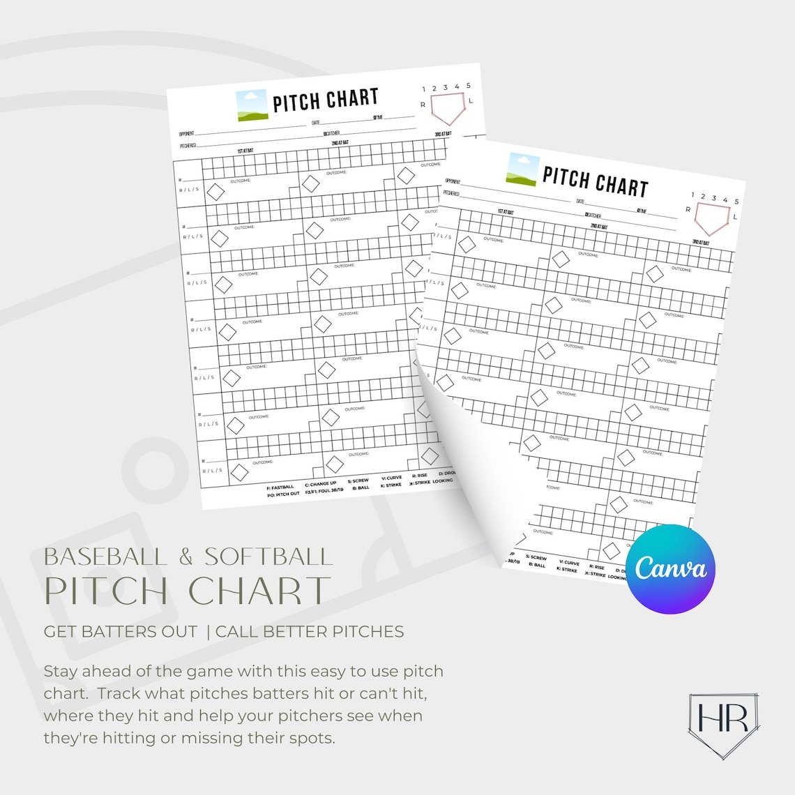 Fastpitch Softball Baseball Pitch Chart Customizable Canva Printable