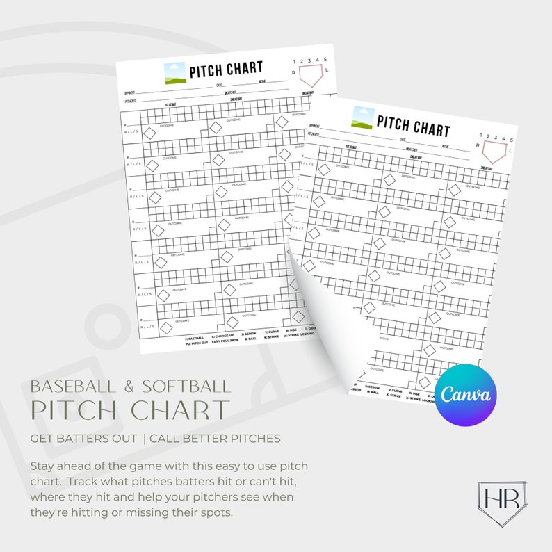Fastpitch Softball Baseball Pitch Chart Customizable Canva Printable