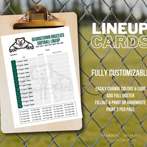 Fastpitch Softball Baseball Line Up Karten | Anpassbare Canva Printable 13x18 Datei | Digitale Vorlage | Sport Athlete Little League Abschlagball