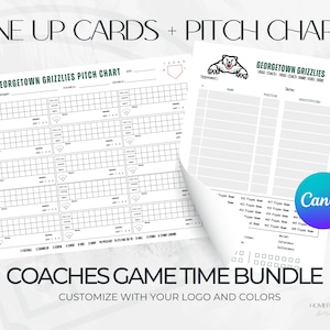 Fastpitch Softbol Entrenadores de béisbol Herramientas Gráfico de lanzamiento y paquete de tarjetas de alineación / Plantilla digital imprimible Canva personalizable / Atleta deportivo