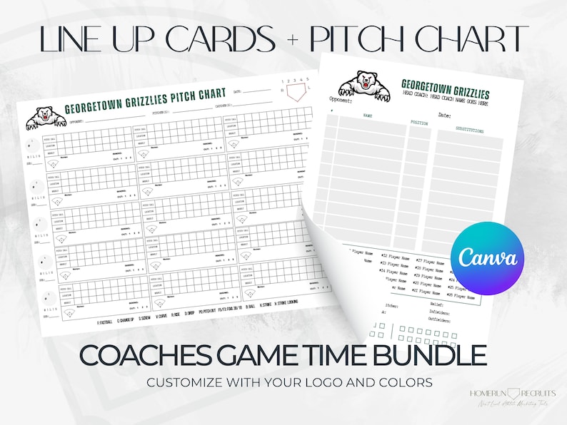 Fastpitch Softball Baseball Coaches Tools Pitch Chart and Lineup Card