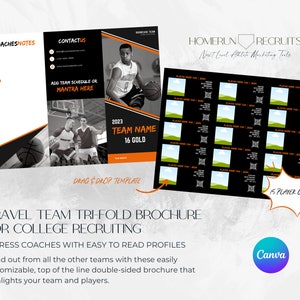Sports Resume Team Player Profile College Recruiting Sheet Tri-fold Customizable Canva Printable Editable Template basketball 15 man