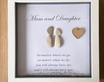 Mum and daughter frame with pebble art / gift for mum / gift for daughter / birthday gift / home and living / special gift for mum