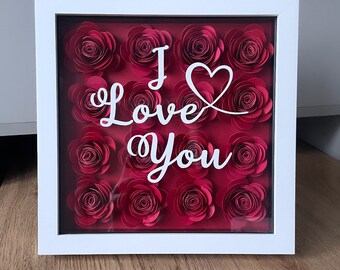 Valentines Gift - I Love You Frame / Gift for girlfriend / gift for wife / Birthday gift / Handmade flowers / valentine gift / handmade gift