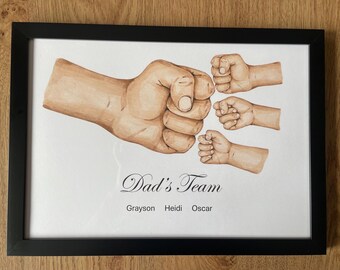 FRAMED Dad’s / Daddy’s / Grandad’s Team / Fists /Fathers days gift / Christmas Gift / Personalised Dad Gift / gift for Grandad