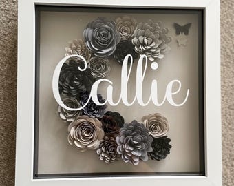 Personalised Floral Intial Frame / Gift for Friend / Gift for Daughter / Birthday gift / New Baby / unique gift / handmade gift