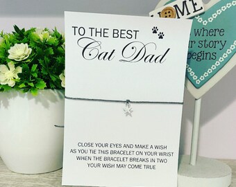 Handmade Cat Dad Wish Bracelet / gift for cat dad / best cat dad / Father’s Day / gift for him / gift from the cat / handmade gift