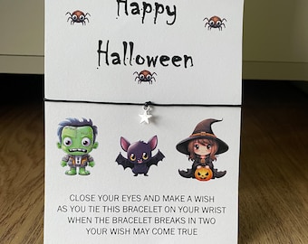 Happy Halloween Wish Bracelet / gift for friend  / gift for colleague / Halloween gift / Halloween  party bag filler / Halloween Treat