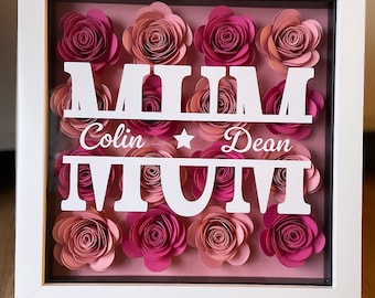 Personalised Floral Mum Frame / Gift for Mum / Mother’s Day / Birthday gift / Handmade flowers / flower gift / handmade gift