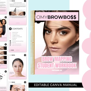 Brow MAPPING Editable Workbook, Brow Mapping Student Practice, Eyebrow Training Guide, Edit in Canva for your Brow Class