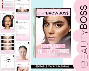 Brow MAPPING Editable Workbook, Brow Mapping Student Practice, Eyebrow Training Guide, Edit in Canva for your Brow Class