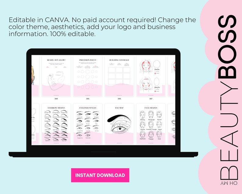 Makeup Manual, Makeup Artist Training Manual, Training & Business Guide, Editable Training Manual, Customizable, Editable in Canva