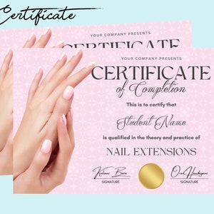 Nails Training Editable Templates, Nail Extensions flyer, Nail Art class, Course flyer, Nails training Certificate, Edit in Canva