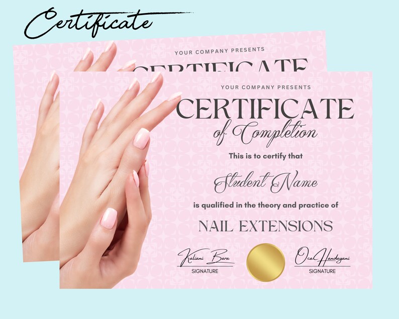 Nails Training Editable Templates, Nail Extensions flyer, Nail Art class, Course flyer, Nails training Certificate, Edit in Canva