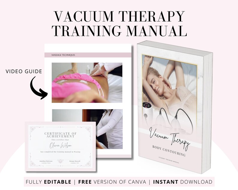 Vacuum Cupping Therapy Training Manual, Buttock Cupping, Breast Cupping, Machine Vacuum Suction, Manual Body Cupping, Edit in Canva