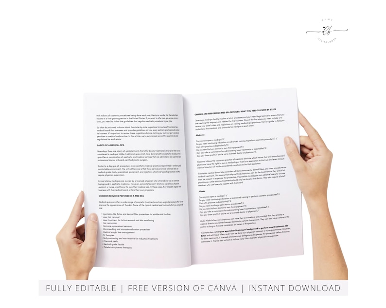 Medical Spa Clinic Safety Policies, Procedures Manual, SOP, MedSpa, Office Health Policy, OSHA, Lasers, Hazards, ANSI, Edit in Canva