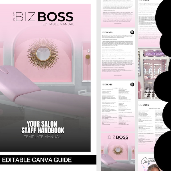 Salon Staff Handbook, Employee Handbook, SOP, Spa Staff Guide, Employment Guide, Policies, Procedures, Rules, Regulations, Edit in Canva