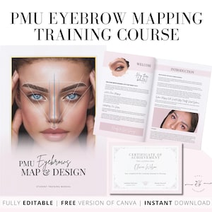 PMU Brow Mart & Augenbrauen Design Schüler Arbeitsbuch, Tutorial, PMU Schüler Praxis, Microblading Klasse Handbuch, bildlich, bearbeitet in Canva