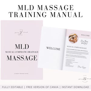 MLD Massage Training Manual, Post Op Massage, Manual Lymphatic Drainage, Massage Guide, Editable Course, PDF eBook, Edit in Canva