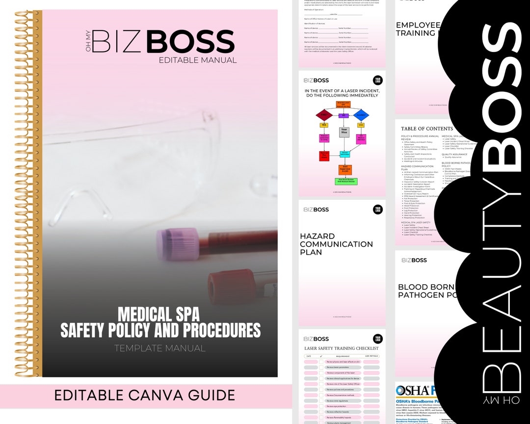 Medical Spa Safety Policies, Procedures Manual, SOP, Medspa, Office