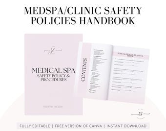Podręcznik zasad bezpieczeństwa w spa medycznym, OSHA, ANSI, edytowalny szablon Canva