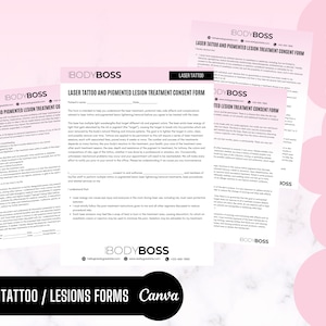Tattoo Removal Laser Consent Forms, PIQ Laser, Laser Tattoo Removal, Pigmentation Laser, Skin Laser Document, Brandable, Edit in Canva