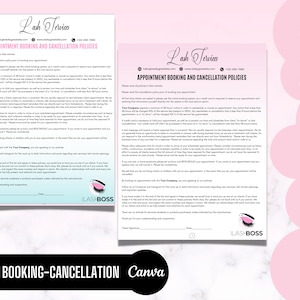 Lash-afspraken, boekings- en annuleringsbeleid, wimpertechnicus, wimperartiest, wimpersalon, brandable, bewerken in canva