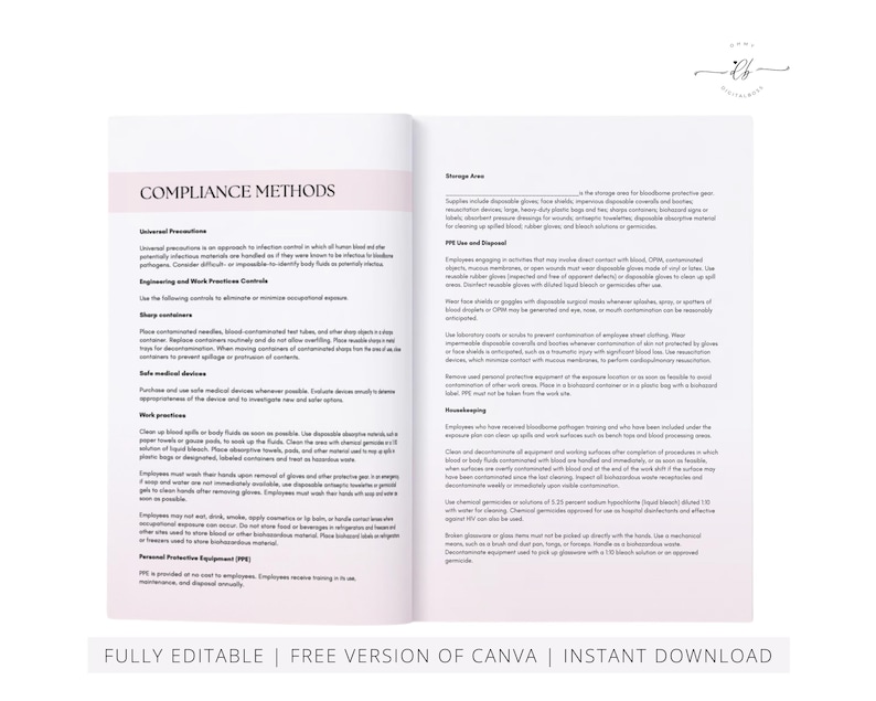 Medical Spa Clinic Safety Policies, Procedures Manual, SOP, MedSpa, Office Health Policy, OSHA, Lasers, Hazards, ANSI, Edit in Canva