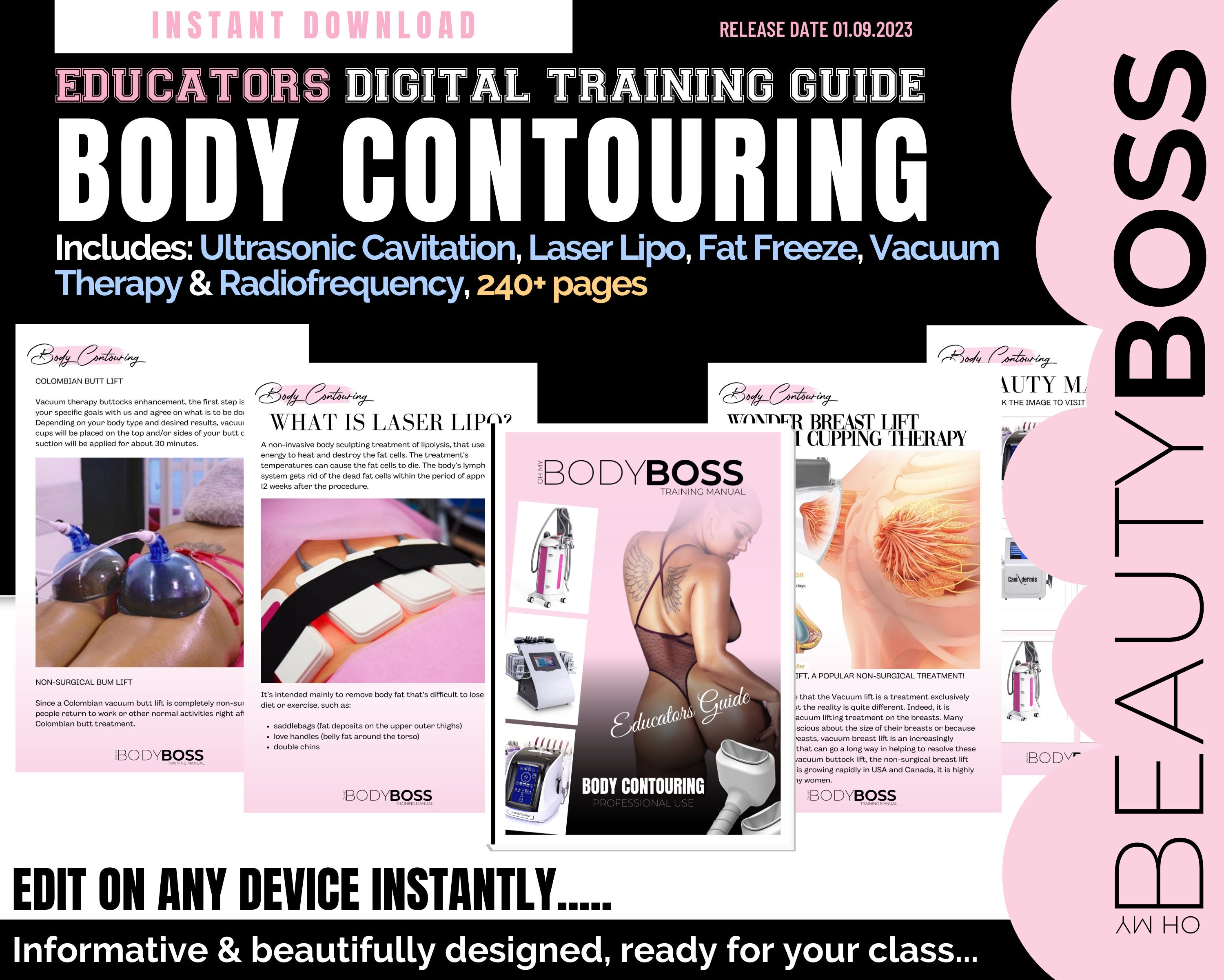 Body Contouring Masterclass, Editable Training Manual, Body Sculpting