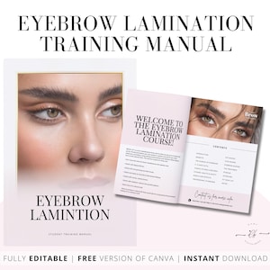 Brow Lamination Training Manual, Eyebrow Wax Guide (Canva Editable)
