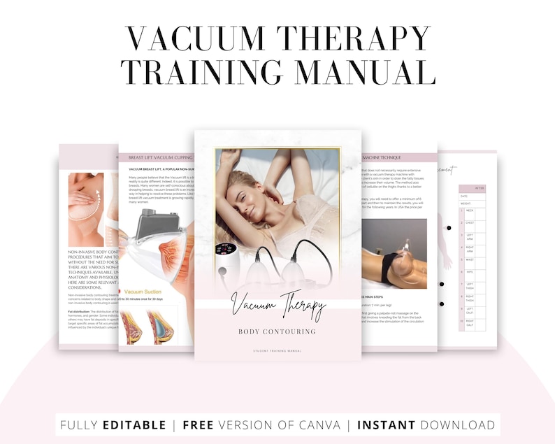 Vacuum Cupping Therapy Training Manual, Buttock Cupping, Breast Cupping, Machine Vacuum Suction, Manual Body Cupping, Edit in Canva