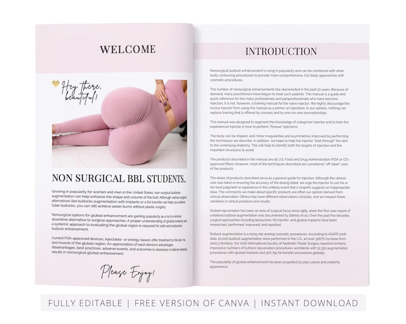 Bbl Injection BBL Butt Lift Training Manual: Non Surgical Butt Augmentation (canva ...