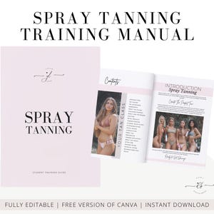 Spray Tan Training Manual, Sunless Tanning, Training & Business Guide, Spray Tan Editable Training Manual, Customizable, Editable in Canva