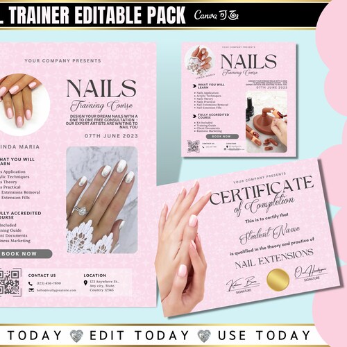 Nails Training Editable Templates Nail Extensions Flyer Nail Etsy