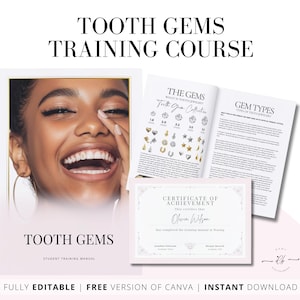 Tooth Gems Training Course, Training Manual, Tooth Gems Student Guide, Editable Tooth Gems eBook Template, Edit in Canva