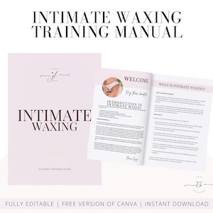 Intimate Female Waxing Training Manual, Brazilian Wax Guide, Hollywood Wax Course, Editable eBook Template, Student, Tutor, Edit in Canva
