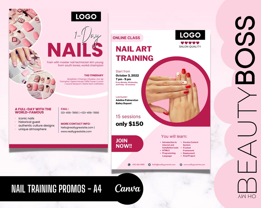 Nail Training Flyer Templates, Nail Tech Class, Salon Ads Poster, Stick