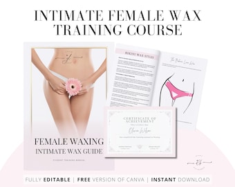 Intimate Female Waxing Training Manual, Editable eBook Template (Canva)