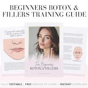 Botulinum Toxins & Dermal Fillers Combined Training Manual for Beginner Aesthetic Injectors, Professional Training Guide, Editable in Canva