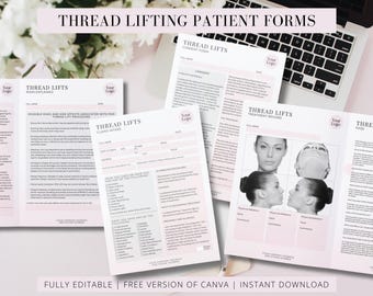 Aesthetic Thread Lifting Forms, Medspa Client Consent (Edit in Canva)