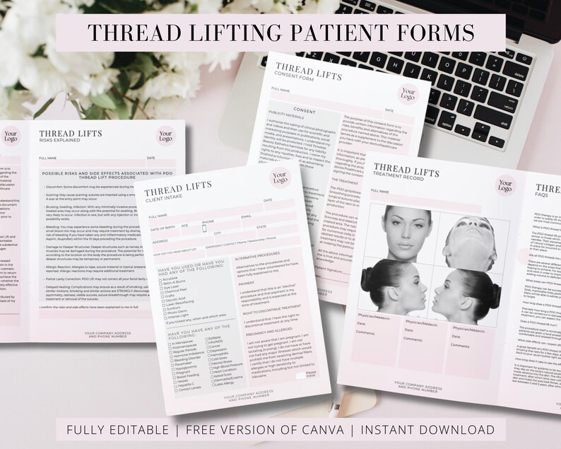 Aesthetic Thread Lifting Forms, Medspa Client Consent (edit in Canva ...