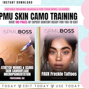 SPMU Freckles Training Manual & Skin Camouflage Manual, Stretchmarks, Paramedical Guides, Training Class, Student, Tutor, Editable in Canva