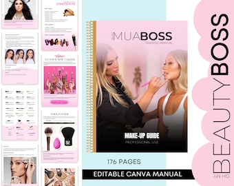 Makeup Manual, Makeup Artist Training Manual, Training & Business Guide, Editable Training Manual, Customizable, Editable in Canva