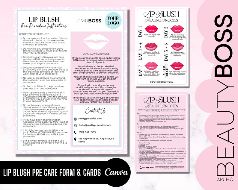 LIP BLUSHING Aftercare & Pre Procedure Care Combination, Lip Tattoo