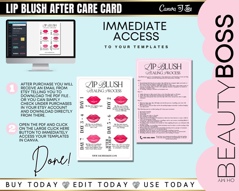 LIP BLUSHING Aftercare & Pre Procedure Care Combination, Lip Tattoo