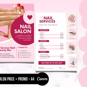 Nagelfoldersjablonen, bewerkbare afdrukbare, nageltechniek, poster salonadvertenties, zelfklevende nagelontwerp, merkbekendheid, promotie, kaart, bewerken in canva