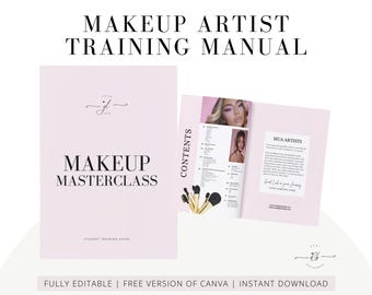 Makeup Artist Training Manual, Editable in Canva (Digital Download)